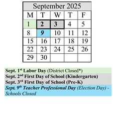 District School Academic Calendar for James Caldwell for September 2025