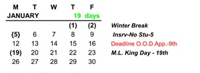 District School Academic Calendar for Bowsher High School for January 2026