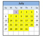 District School Academic Calendar for George C Marshall Elementary for July 2025