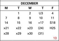 District School Academic Calendar for Kennedy (john F.) Elementary for December 2026