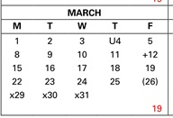District School Academic Calendar for Kennedy (john F.) Elementary for March 2027