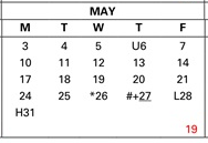 District School Academic Calendar for Kennedy (john F.) Elementary for May 2027