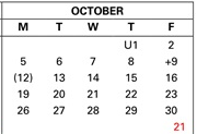 District School Academic Calendar for Kennedy (john F.) Elementary for October 2026