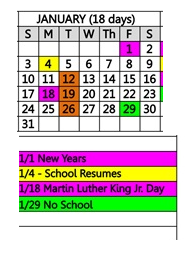 District School Academic Calendar for Desert Trails Elementary for January 2027