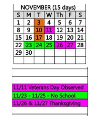 District School Academic Calendar for Desert Trails Elementary for November 2026