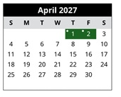 District School Academic Calendar for Erie Island Elementary School for April 2027