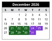 District School Academic Calendar for Erie Island Elementary School for December 2026