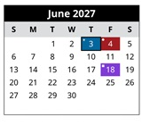 District School Academic Calendar for Erie Island Elementary School for June 2027