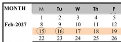 District School Academic Calendar for Lum (donald D.) Elementary for February 2027