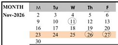 District School Academic Calendar for Lum (donald D.) Elementary for November 2026