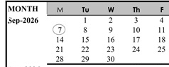District School Academic Calendar for Lum (donald D.) Elementary for September 2026