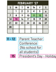 District School Academic Calendar for Sacramento Elem for February 2027