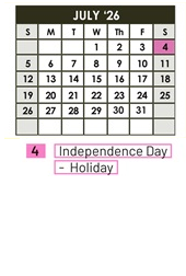 District School Academic Calendar for Sacramento Elem for July 2026