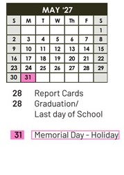 District School Academic Calendar for Sacramento Elem for May 2027