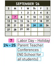 District School Academic Calendar for Sacramento Elem for September 2026
