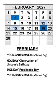 District School Academic Calendar for Bardin Elementary for February 2027