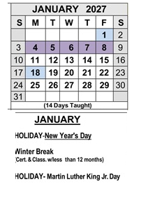 District School Academic Calendar for Bardin Elementary for January 2027