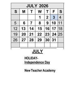 District School Academic Calendar for Bardin Elementary for July 2026