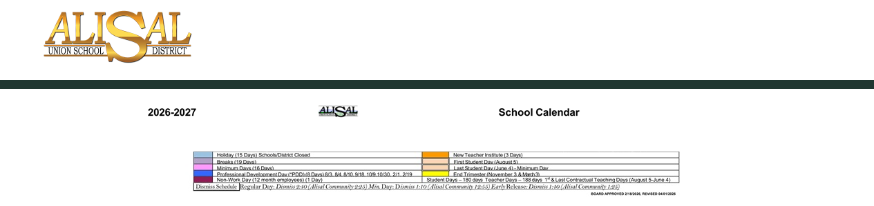 District School Academic Calendar Key for Bardin Elementary