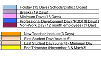 District School Academic Calendar Legend for Bardin Elementary