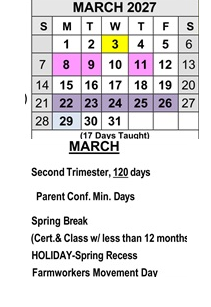 District School Academic Calendar for Bardin Elementary for March 2027