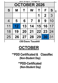 District School Academic Calendar for Bardin Elementary for October 2026