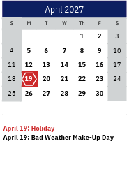 District School Academic Calendar for Marion Elementary for April 2027