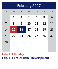 District School Academic Calendar for Marion Elementary for February 2027