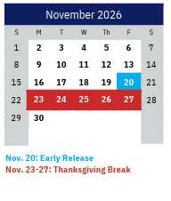 District School Academic Calendar for Marion Elementary for November 2026