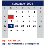 District School Academic Calendar for Marion Elementary for September 2026