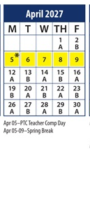 District School Academic Calendar for Bonneville School for April 2027