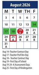 District School Academic Calendar for Bonneville School for August 2026