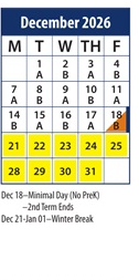 District School Academic Calendar for Bonneville School for December 2026