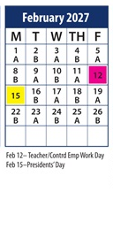 District School Academic Calendar for Bonneville School for February 2027