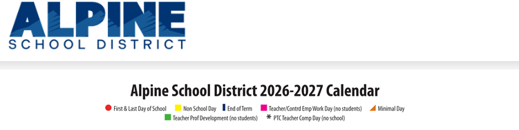 District School Academic Calendar for Bonneville School