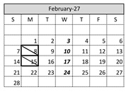 District School Academic Calendar for Jasper Elementary for February 2027