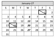 District School Academic Calendar for Jasper Elementary for January 2027