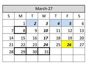 District School Academic Calendar for Jasper Elementary for March 2027