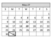 District School Academic Calendar for Jasper Elementary for May 2027