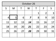 District School Academic Calendar for Jasper Elementary for October 2026