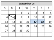 District School Academic Calendar for Jasper Elementary for September 2026