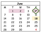 District School Academic Calendar for Mathson (lee) Middle for June 2027