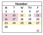 District School Academic Calendar for Mathson (lee) Middle for November 2026