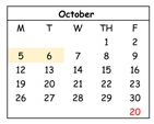 District School Academic Calendar for Mathson (lee) Middle for October 2026