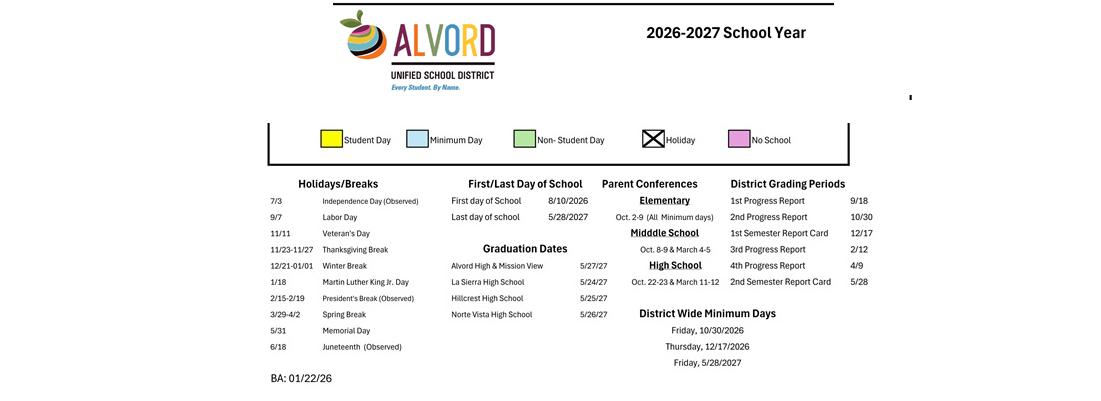 District School Academic Calendar Key for Collett Elementary