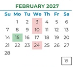 District School Academic Calendar for Argonaut High for February 2027