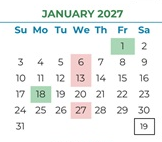 District School Academic Calendar for Argonaut High for January 2027
