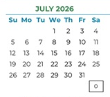 District School Academic Calendar for Argonaut High for July 2026