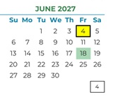 District School Academic Calendar for Argonaut High for June 2027