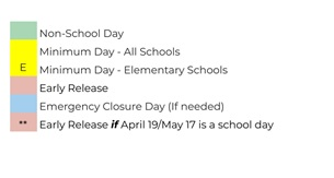 District School Academic Calendar Legend for Argonaut High